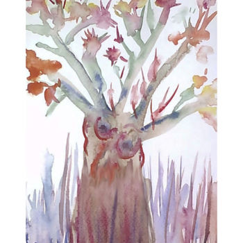 Painting titled "arbre confident" by Cathart, Original Artwork, Watercolor