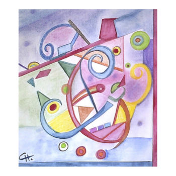 Peinture intitulée "Figures géométriques" par Cathart, Œuvre d'art originale, Aquarelle