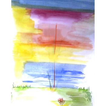 Painting titled "Paysage improbable" by Cathart, Original Artwork, Watercolor