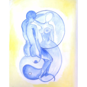 Painting titled "Symbiose" by Cathart, Original Artwork, Watercolor