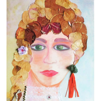 Collages intitulée "Jeune fille à la na…" par Cathart, Œuvre d'art originale