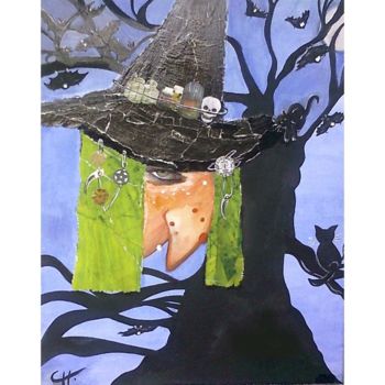 Collages intitulée "Gentille sorcière" par Cathart, Œuvre d'art originale, Papier