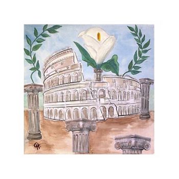 Collages intitolato "Arum à Rome" da Cathart, Opera d'arte originale, Carta