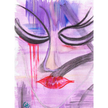 Painting titled "Larmes" by Cathart, Original Artwork, Watercolor