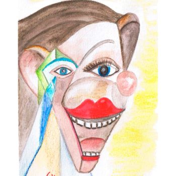 Peinture intitulée "Aquarelle "Sourire"…" par Cathart, Œuvre d'art originale, Aquarelle