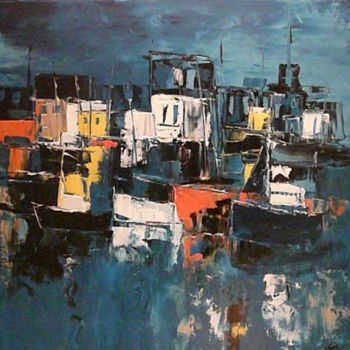 Painting titled "le port" by Cathbv, Original Artwork