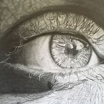 Dessin intitulée "l'oeil" par Cathelin, Œuvre d'art originale