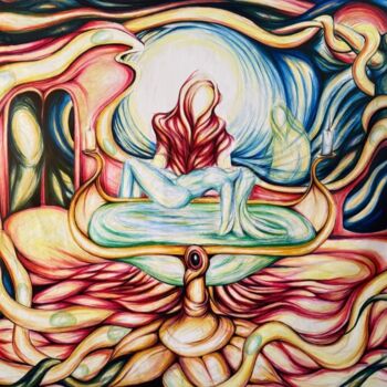 Peinture intitulée "”Shiva”" par Catherina Pearls, Œuvre d'art originale, Encre