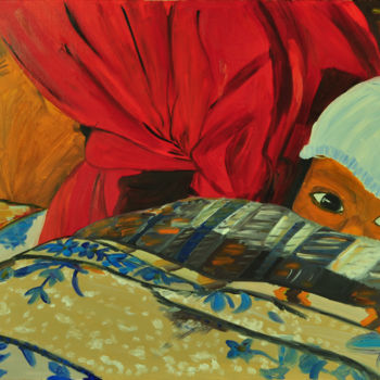Картина под названием "Eveil" - Catherine Albrech, Подлинное произведение искусства, Масло Установлен на Деревянная рама для…