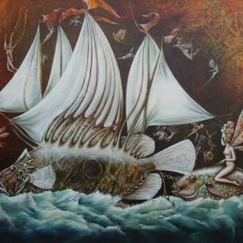 Pintura intitulada "le voilier1" por Catherine Alexandre, Obras de arte originais