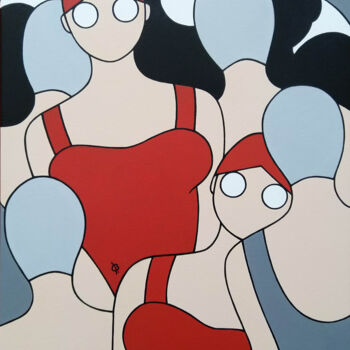 Pintura titulada "Swimming pool" por Catherine Bertaud, Obra de arte original, Acrílico Montado en Bastidor de camilla de ma…