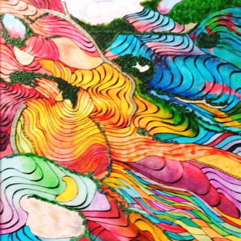 "Ondulations" başlıklı Tablo Catherine Bosser tarafından, Orijinal sanat, Vitray boyama