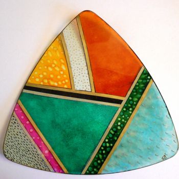 「Plat triangle」というタイトルのデザイン Catherine Bosserによって, オリジナルのアートワーク, ステンドグラス塗装