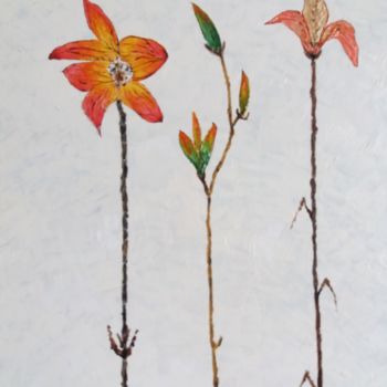 Peinture intitulée "Les fleurs" par Catherine Bosser, Œuvre d'art originale, Peinture vitrail