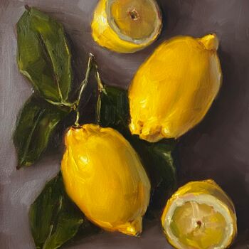 Malerei mit dem Titel "Два лимона" von Katerina Braiko, Original-Kunstwerk, Öl
