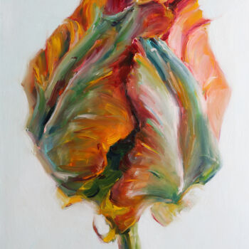 Painting titled "Тюльпан parrot" by Katerina Braiko, Original Artwork, Oil
