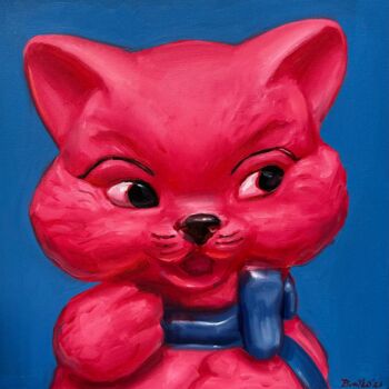Painting titled "The kitty" by Katerina Braiko, Original Artwork, Oil