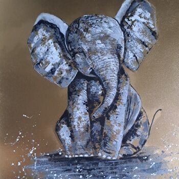 Peinture intitulée "Elephanto" par Catherine Caqueret Quille, Œuvre d'art originale, Acrylique