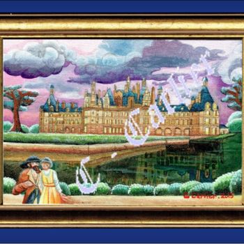 Peinture intitulée "Château de Chambord…" par Catherine  Carlier, Œuvre d'art originale, Huile