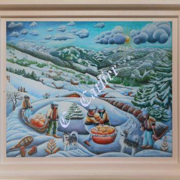 Painting titled "Les fromagers dans…" by Catherine  Carlier, Original Artwork, Oil