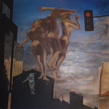 Malarstwo zatytułowany „Hommage à Magritte” autorstwa Catherine Chesneau, Oryginalna praca, Olej