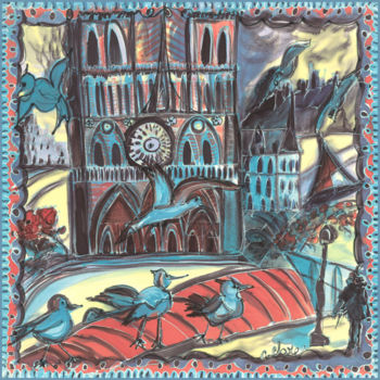 Handwerk mit dem Titel "Notre-Dame" von Catherine Clare, Original-Kunstwerk