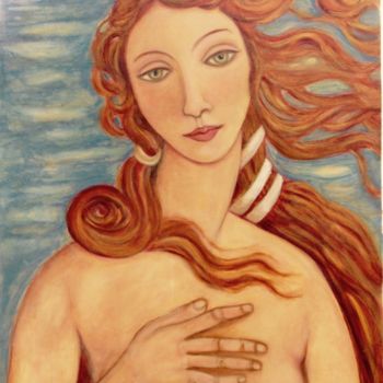 Painting titled "VENUS" by Catherine Clare, Original Artwork, Oil Mounted on Wood Stretcher frame