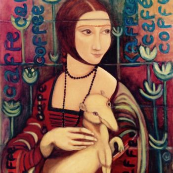 Peinture intitulée "La Dame à l'Hermine" par Catherine Clare, Œuvre d'art originale, Huile