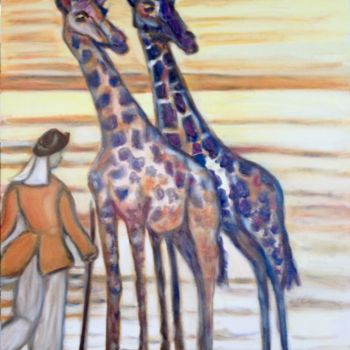 Pintura titulada "Giraffes Diurnes" por Catherine Clare, Obra de arte original, Oleo