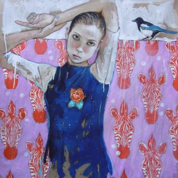 Schilderij getiteld "un plongeon dans l'…" door Catherine Cornec, Origineel Kunstwerk, Olie