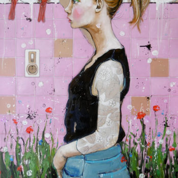 Peinture intitulée "Juste la pluie et l…" par Catherine Cornec, Œuvre d'art originale, Huile
