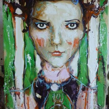 Painting titled "tête" by Catherine Cornec, Original Artwork