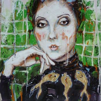 Painting titled "tête" by Catherine Cornec, Original Artwork