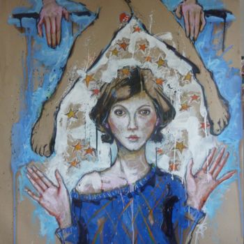 Картина под названием "picorer de petites…" - Catherine Cornec, Подлинное произведение искусства, Масло
