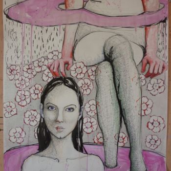 Peinture intitulée "mésange huppée & de…" par Catherine Cornec, Œuvre d'art originale, Acrylique