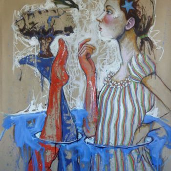 Painting titled "sur sa fourrure l'o…" by Catherine Cornec, Original Artwork, Oil