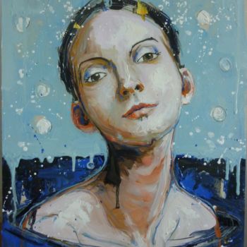 Картина под названием "tête" - Catherine Cornec, Подлинное произведение искусства, Масло
