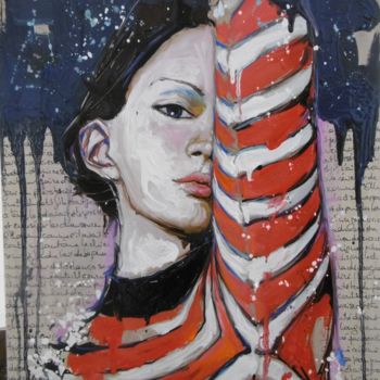 Картина под названием "tête" - Catherine Cornec, Подлинное произведение искусства, Масло