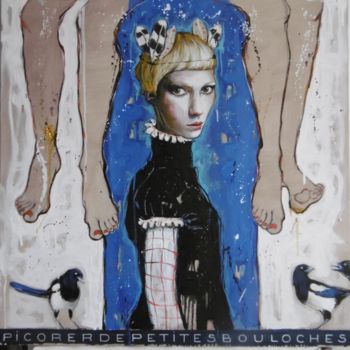 Pittura intitolato "picorer de petites…" da Catherine Cornec, Opera d'arte originale, Olio