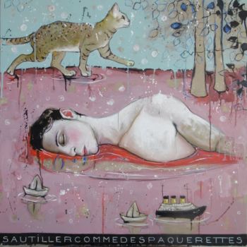 Картина под названием "sautiller comme des…" - Catherine Cornec, Подлинное произведение искусства, Масло