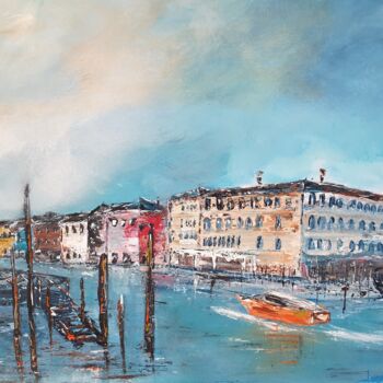 Painting titled "Grand canal" by Catherine Cornut (Cathcosarts), Original Artwork, Acrylic