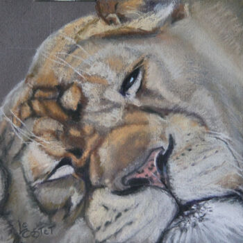 Pintura titulada "La lionne" por Catherine Costet (Lccat), Obra de arte original, Pastel