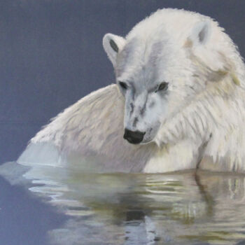 Painting titled "L' ours polaire. Qu…" by Catherine Costet (Lccat), Original Artwork, Pastel