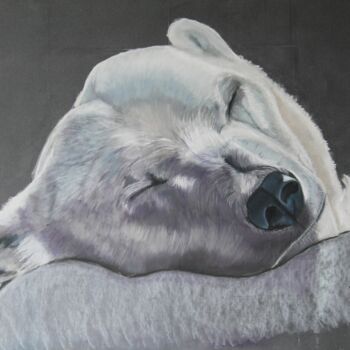 Pintura titulada "La sieste de l'ours…" por Catherine Costet (Lccat), Obra de arte original, Pastel