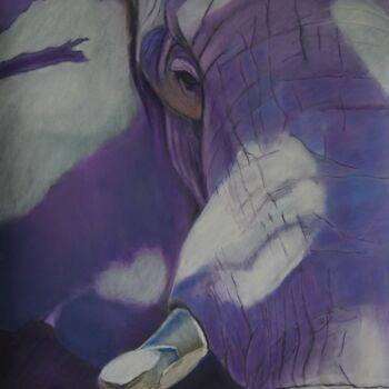 Pittura intitolato "Hathi l 'éléphant" da Catherine Costet (Lccat), Opera d'arte originale, Pastello