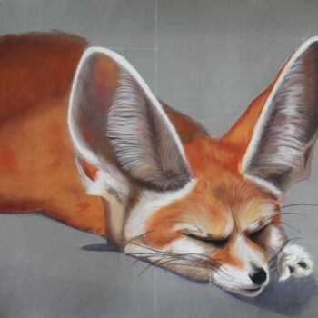 Painting titled "Le fennec" by Catherine Costet (Lccat), Original Artwork, Pastel
