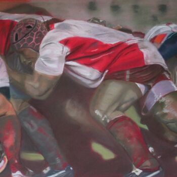 Malerei mit dem Titel "rugby" von Catherine Costet (Lccat), Original-Kunstwerk, Pastell