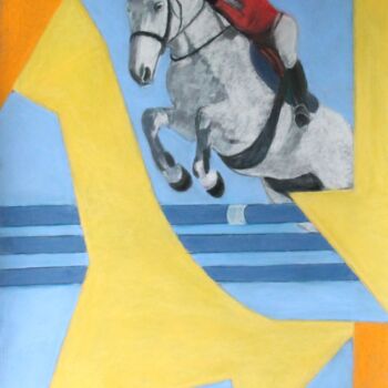 Painting titled "Sport équestre aux…" by Catherine Costet (Lccat), Original Artwork, Pastel