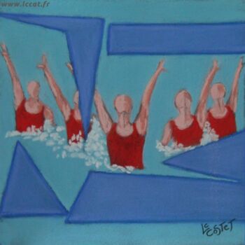 Painting titled "Natation artistique…" by Catherine Costet (Lccat), Original Artwork, Pastel