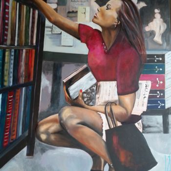 Painting titled "a-la-bibliotheque.j…" by Catherine Degrenne, Original Artwork